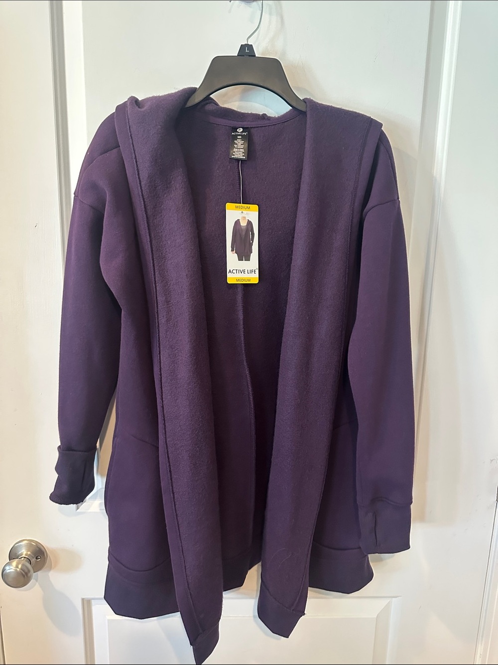 Active Life Women's Hooded Open-Front Teddy Jacket in Deep Purple